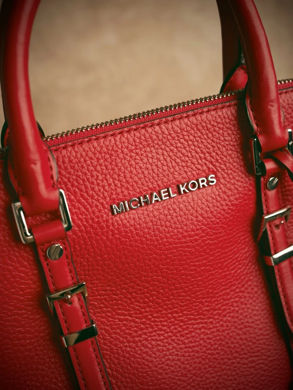 Michael Kors Fuchsia Leather Satchel with MK Charm